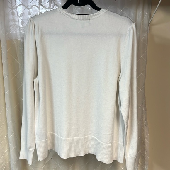 Marled Heart Sweater Cream Color with Pink Hearts size large - Picture 2 of 3